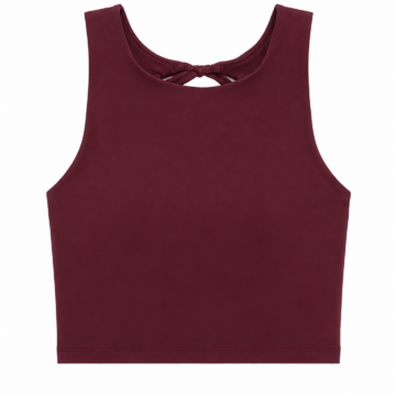 Burgundy Sleeveless Crop Top with Back Twist Keyhole