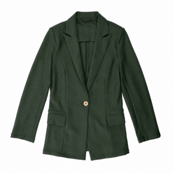 Dark Green Single-Breasted Longline Blazer