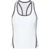 White Racerback Athletic Tank Top with Black Flatlock Stitching
