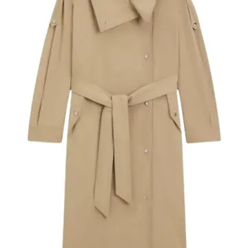 Beige Longline Trench Coat with Belt
