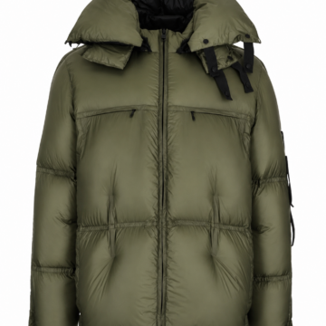 Olive Green Hooded Quilted Puffer Jacket with Zip Pockets