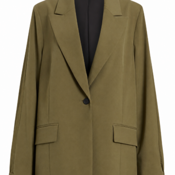 Olive Green Oversized Single-Breasted Blazer