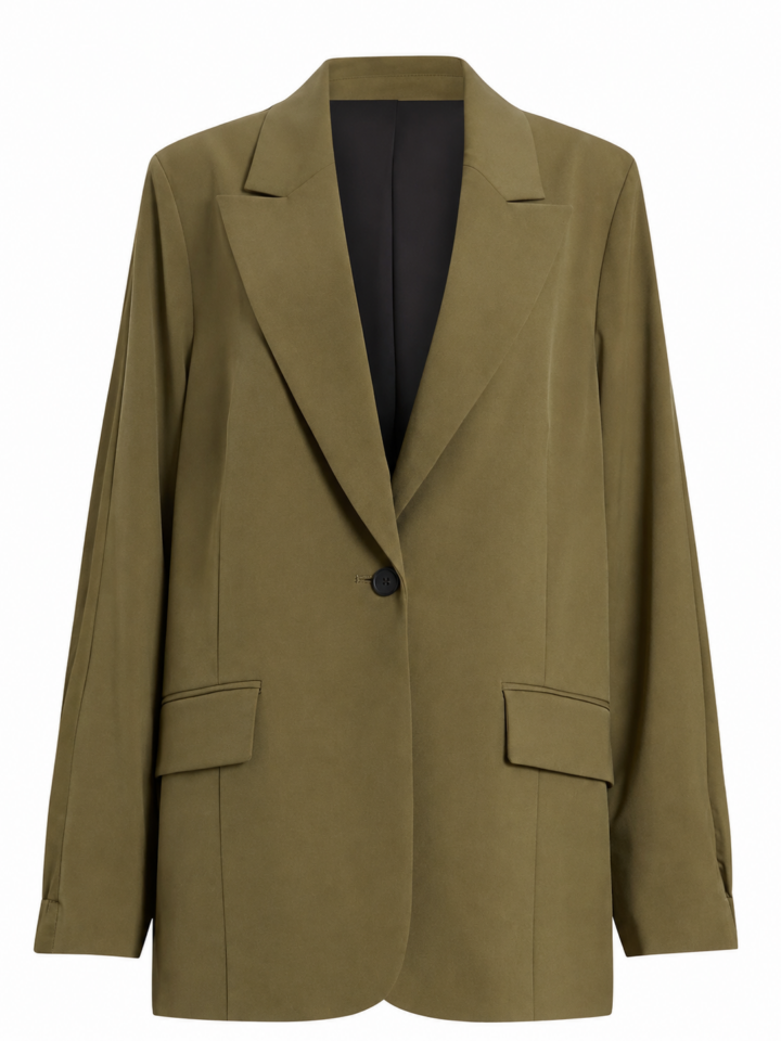 Olive Green Oversized Single-Breasted Blazer