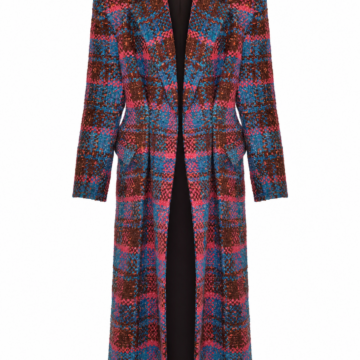 Plaid Notched Lapel Longline Coat