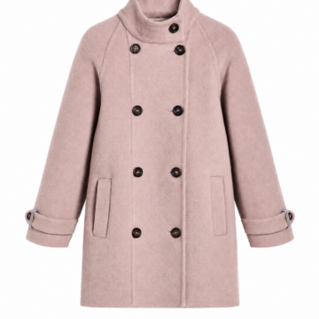 Dusty Pink Double-Breasted Mid-Length Coat