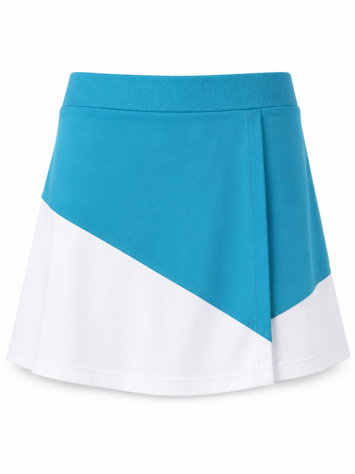 Teal and White Color-Block Skort