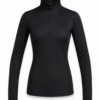 Black Mock Neck Zip Front Long Sleeve Top