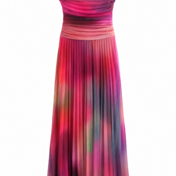 Watercolor Print Off-the-Shoulder Maxi Dress with Pleated Skirt