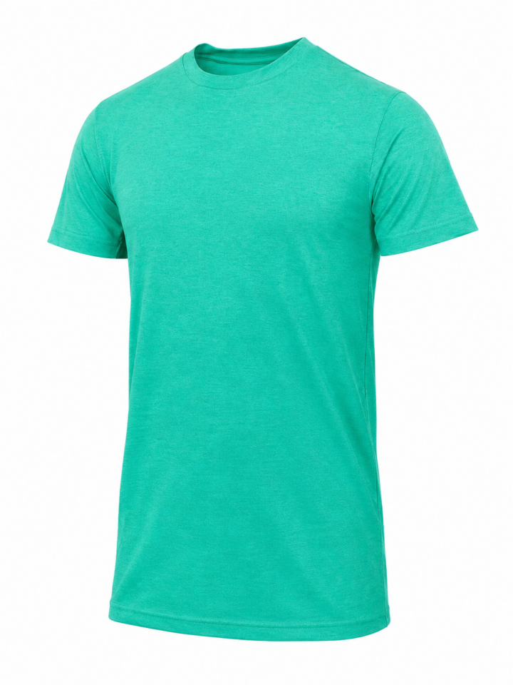 Teal Heathered Crew Neck Short Sleeve T-Shirt
