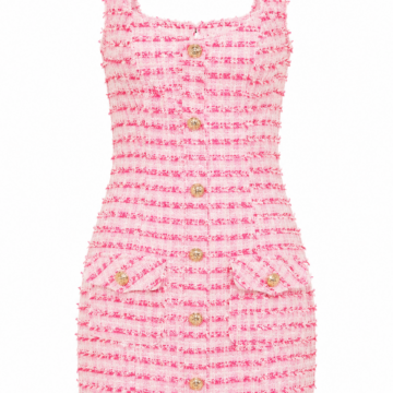 Pink and White Tweed Mini Dress