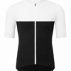White and Black Color Block Full Zip Short Sleeve Jersey